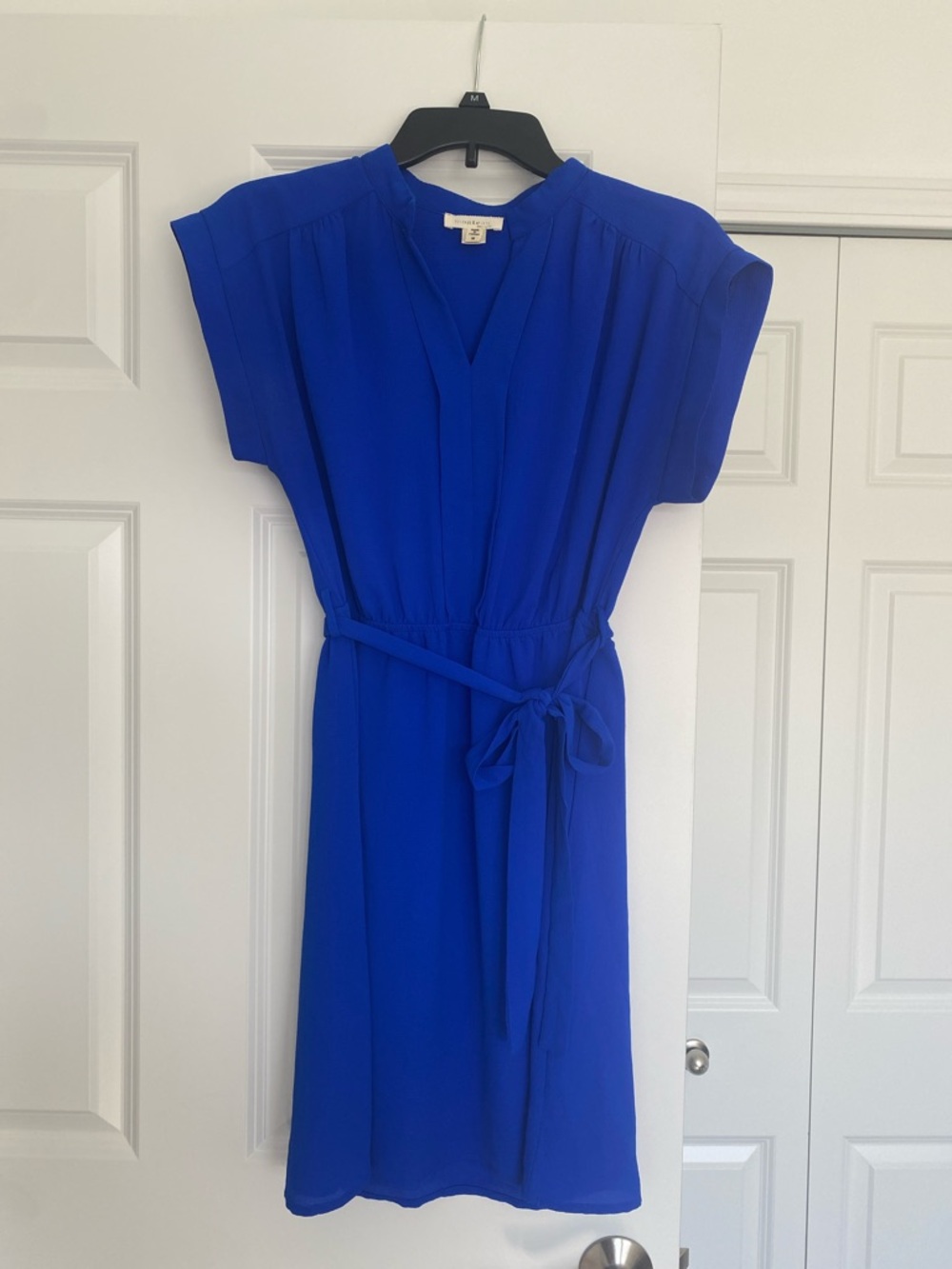 Monteau Cobalt Blue V-Neck Tie-Waist Midi Dress